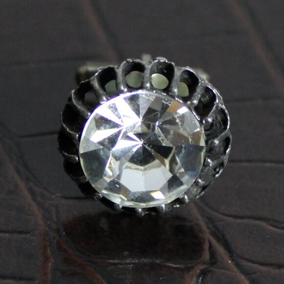 Vintage Cuff Links Cut Glass In Silver Tone Setting ⚡️BUY 3 for $55⚡️ - Picture 7 of 8